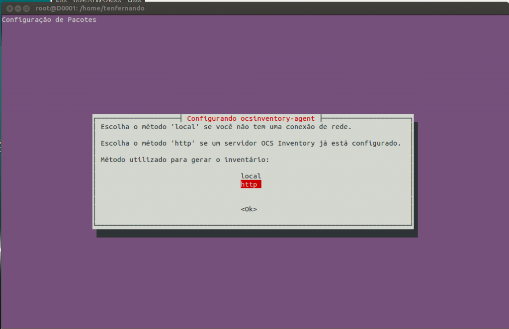 Configurando a opção de conexão do OCS Inventory Agent