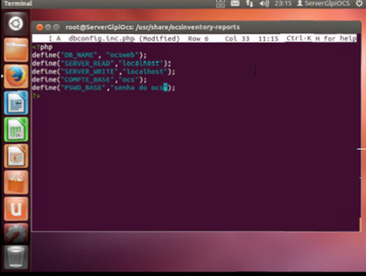 Alterando o usuário e senha de conexão no dbconfig-inc