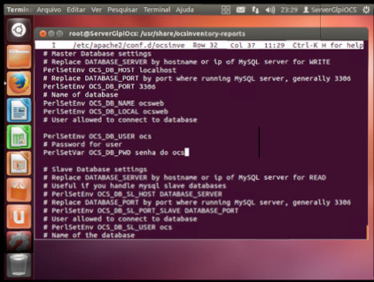 Configurando usuário e senha de conexão do OCS no Apache